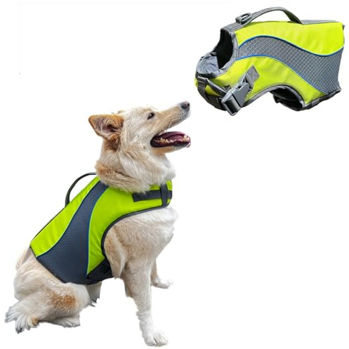 KONG HydroPro Dog Flotation Life Jacket Vest, Swimming Float Aid with Safety Handle, Adjustable Comfortable Durable Preserver High Buoyancy Coat (Medium)