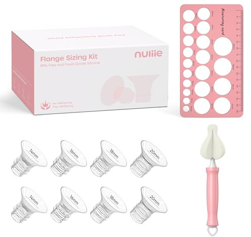 Nuliie 8PCS Flange Sizing Kit 14/16/18/20mm for 24mm Flange/Shield of Most Pumps, Silicone Flanges Insert for Momcozy/Spectra Electric Breast Pump, Pumping Essential Kit for Moms
