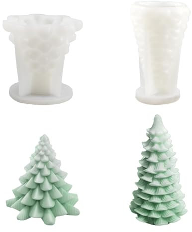 2 Stück Silikonform Tannenbaum, 3D Kerzengießform, DIY Kerzengießformen, Gießformen Weihnachten, Silikonform Weihnachten für die Herstellung Von Kerzen, Weihnachten Handwerk Ornamente