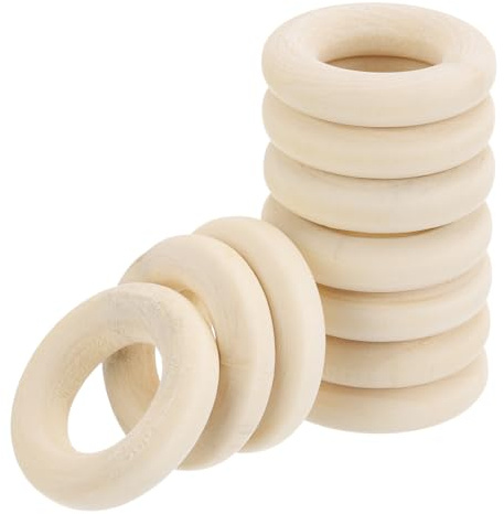 MECCANIXITY 100pcs 1 Unfinished Wooden Rings Smooth Natural Wood Macrame Rings for Curtain Connectors DIY Crafts Knitting Decoration Jewelry Making