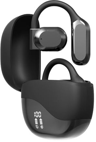 Écouteurs supra-auriculaires pour le sport - Conduction osseuse sans fil - Affichage LED - Appels clairs - Réduction du bruit - Pour l'apprentissage, la pêche