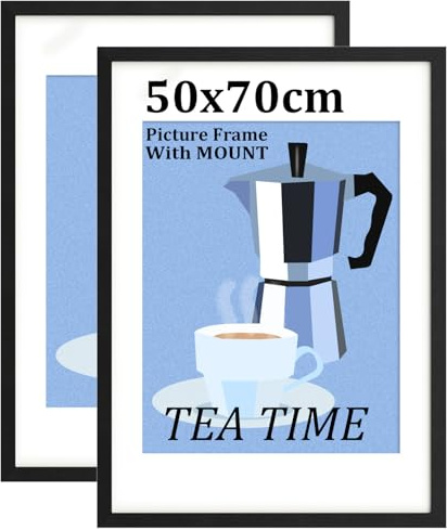 Bobeen 50x70cm Photo Frames, Pack of 2 Black Picture Frame, Modern Photo Frame for Gallery, Living Room Wall Hanging