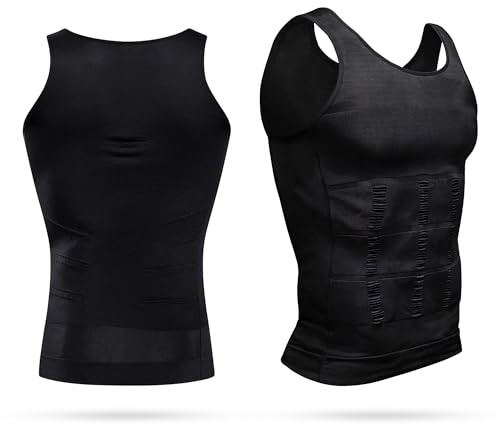 Trimming Shop Men’s Slimming Vest Compression Shirt - Body Shaper Vest