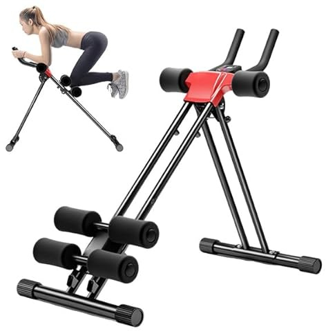 tinysiry Rullo addominale (5 altezze), attrezzo per allenamento addominali regolabile con monitor LCD, attrezzatura per allenamento completo del corpo, pieghevole, strumento per allenamento in