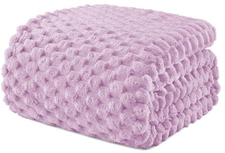 Exclusivo Mezcla Fleece King Size Blanket for Bed, Extra Large Fuzzy Lilac Purple Bed Blankets, Soft Cozy Plush Sofa Throws for All Seasons, 230x265 CM