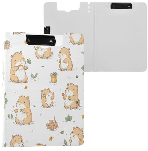 JUMBEAR Bonito portapapeles de dibujos animados A4 con clips dobles, tablero plegable con cubierta, organizador personal ligero adecuado para hospitales, oficinas, escuelas, negocios, suministros de