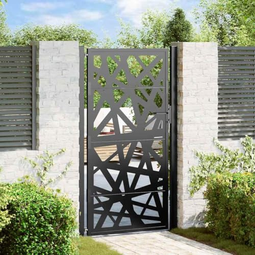 Clôture extérieure pour chien avec portail Clôture de jardin,Portail de jardin noir 105 x 180 cm en acier léger,Barriere Sans Percage pour Bas des Escaliers et Entrées