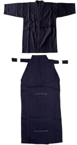 Vobumix Japanese Samurai Hakama Uniform 2 Piece Sets Martial Arts Clothing Kendo Kimono Skirt Samurai Uniform for Adults Men
