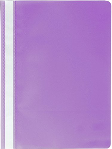 Exacompta 449218B 25er Pack Plastik-Schnellhefter. Aus PP-Folie für DIN A4 kaufmännische Heftung violett mit Beschriftungsstreifen Hefter Ideal für Büro und Schule