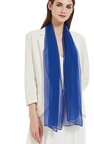 PANTONIGHT Long Chiffon Sheer Scarf For womens (066 royal Blue)