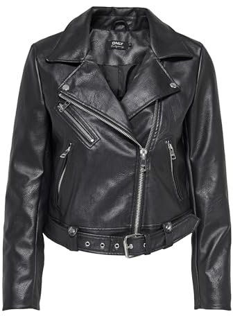ONLY Damen ONLVERA Faux Leather Biker CC OTW Jacke, Black, L