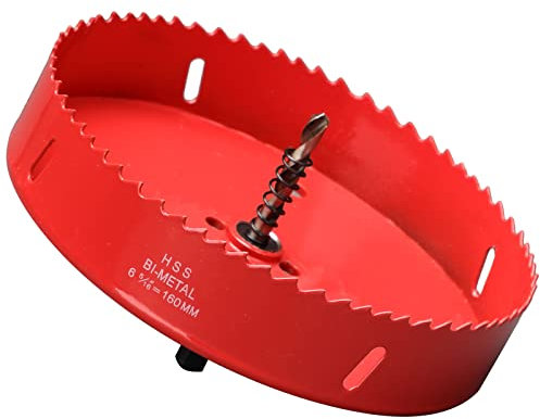 Lochsäge 160mm, Schnellarbeitsstahl HSS M42 Bi-Metall Lochsäge, Lochfräser mit Sechskant-Schaft und Bohrer für Holz, Kunststoff und Rigips