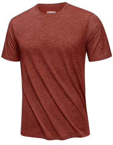 KEFITEVD Snabbtorkande sport-T-shirts för män kortärmade sportkläder toppar lätt andningsbar sommar-T-shirt, Mörk orange, XL