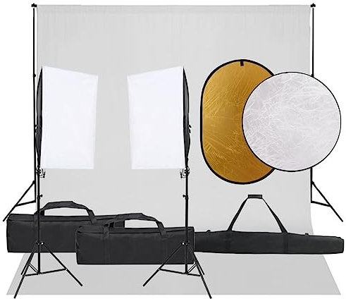 vidaXL Fotostudio-Set mit Beleuchtung, Hintergrund und Reflektor, Studio-Kit, Tageslicht-Lampe, Studio-Beleuchtung-Set, Studio-Licht, Fotografie-Licht