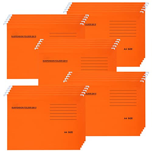 A4 Hängemappen, 25 Stück Hängeregister Mappen aus Recyceltem Karton mit Registerkarten und Karteneinsätzen, Hängeregistraturen für Büro und Schule, Orange