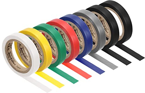 PATIKIL 26Ft Grip Finishing Tape, 8 Pack PVC Racquet Finishing Tapes Racket Accessories Sticky Seal for Tennis Badminton, 7 Colors