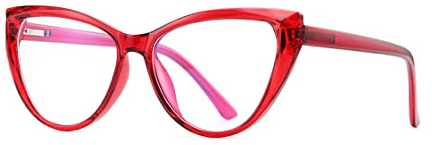 TEAPLMTT Cat Eye Blue Light Blocking Glasses for Women Trendy TR90 Anti Blue Ray Eyesatrain Computer Eyeglasses(Red)