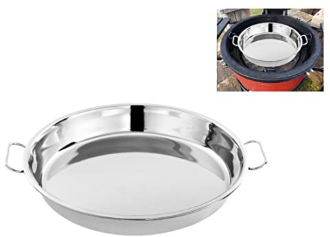 Stainless Steel Drip Pan, Perfect for Big Green Egg, Kamado Joe Classic Joe, Acorn & Weber Grills & Smokers, Baking Tray, Salad Plates, 13 Diameter Round, Reusable