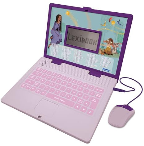 Lexibook JC598WIi1 Disney Wish Lern- und Zweisprachiger Laptop in Englisch/Französisch, Spielzeug für Kinder mit 124 Aktivitäten zum Lernen, Spielen und Musik, Lila