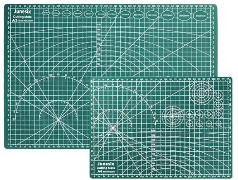 ASelected 2Pcs Self-Healing Cutting Mats, A3 & A4 Sizes, Green, PVC Material, Double-Sided Grid, Protects Furniture, Ideal for Quilting, Sewing, Paper Craft