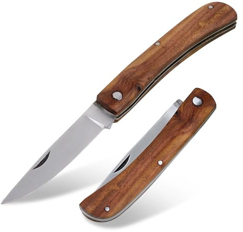 Shehadeh - Taschenmesser - Klappmesser - Outdoor Taschenmesser - Für Outdoor, Camping & Survival - Griff aus Holz - 20 cm