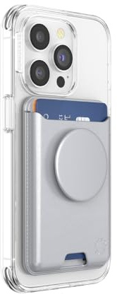 PopSockets: PopWallet per MagSafe - Con presa - Include anello adattatore per MagSafe - Sottile portacarte riposizionabile per smartphone e custodie - SoftGoods - Silver