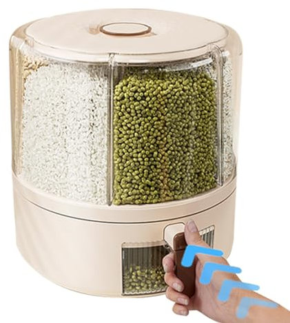 Yonuaret Distributeur De Céréales Rotatif, Distributeur De Nourriture Sèche À 6 Compartiments Boîte De Rangement Scellée À 360 ° Pour Grains Snacks Candy Organisateur De Cuisine Pour La Maison,S