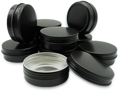 Wopanxye 10 st 60 ml runda läppbalsam tennburkar, 60 gram aluminium provburkar | Svarta kosmetiska behållare med skruvlock, 60 g metall tomma förvaringsburkar för salvor, läppbalsam, ansiktskräm, ljus, te