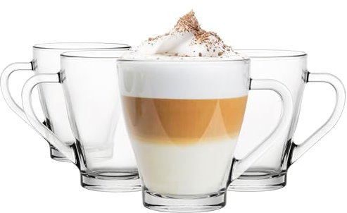 Glasmark KROSNO 1992 Juego de vasos de café con asa, 4 unidades, 200 ml, taza de café, tazas de té, apto para lavavajillas