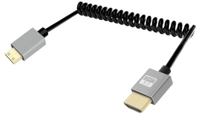 YANBORONSN 4K Mini HDTV Coiled Cable,Short Spring Spiral Mini HDTV to HDT V,HDTV2.0 Cable Supports 4K@60Hz 18Gbps,for Camera,TV,Tablet (2.2Ft)