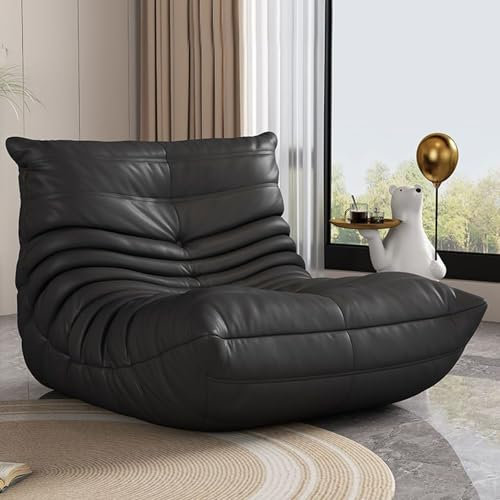 Sitzsack aus Memory-Schaum für Erwachsene und Jugendliche, superweiches Schaumstoff-Sofa für Wohnzimmer, Schlafzimmer, Universität, Wohnheim, perfekt zum Spielen, Lesen, BlackCat Kratzleder, groß und