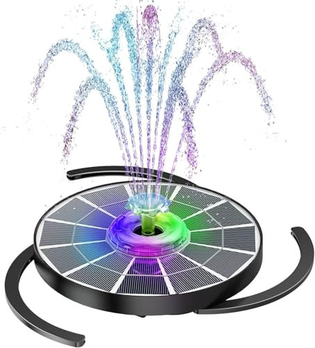 AISITIN Fontaine solaire à LED 4 W pour l'extérieur, avec télécommande, pompe solaire flottante avec 4 effets de pulvérisation, avec batterie et facturation, fontaine solaire pour jardin, étang, bain