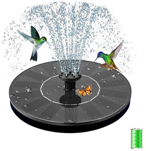 Solar Springbrunnen mit 3.5 Watt, 1200mAh Akku, 2025 Upgrade Solar Teichpumpe Wasserpumpe - Arbeiten an Trüben Tagen, Solar Schwimmender Fontäne Pumpe mit 6 Düsen für Garten,Vogel-Bad,Fisch(18cm)