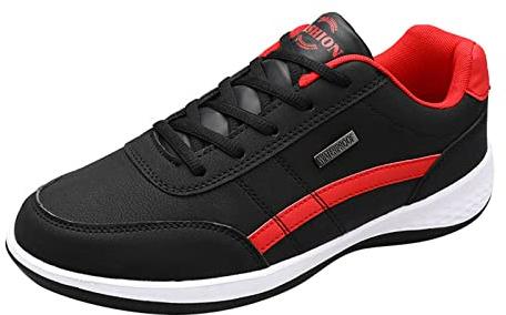 Sneaker da uomo ortopediche scarpe da ginnastica in pelle per uomo, scarpe sportive con suola morbida, antiscivolo, scarpe da fitness, leggere, leggere, basse, per il tempo libero, sportive, Nero , 45