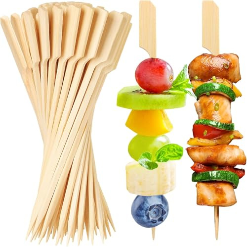 Alitree 300 Piezas Palillos para Aperitivos, 9cm Brochetas de Bambú, Pinchos de Madera, Palitos de Comida para Dedos, para Cócteles, Barbacoas, Aperitivos y Frutas en Fiestas,Cumpleaños (9cm)