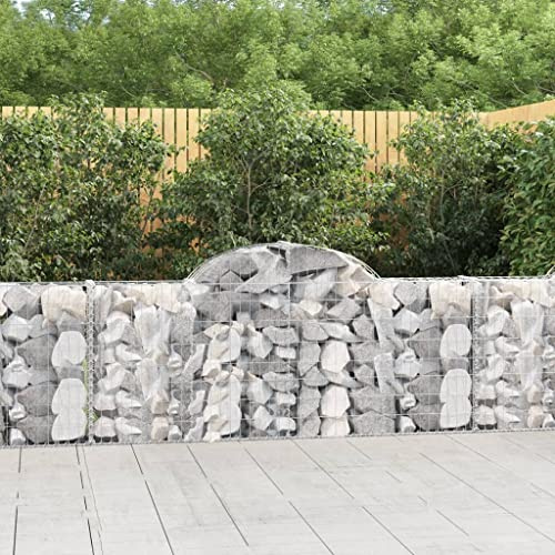 Aiuola rialzata, balcone, aiuola rialzata, fioriera, gabbioni con arco alto, 9 pezzi, 200 x 30 x 80/100 cm, in ferro zincato, per terrazza, giardino, giardino tetto, balcone