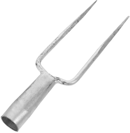 Abaodam Fourche de Jardin Manuelle en Acier à 2 Dents Robuste pour Désherbage et Aération du Sol Tête Compatible Manche 35 CM Outil Polyvalent pour Potager et Massifs de Fleurs