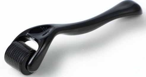 Derma-Roller, 0.5 mm Derma-roller Visage Rouleau à billes Cheveux Masseur Barbe 540 Microneedles en Acier Inoxydable Stimule Repousse Cheveux Pour Homme Femme Anti Rides Anti-âge Perte (Noir)