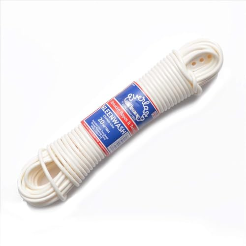 EVERLASTO 'Kleenwash' vita PVC-kläder/tvättlina 4,8 mm x 20 m