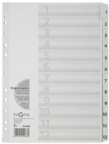 Pagna 31005 08 Registre 1–12 A4 12 onglets – Blanc
