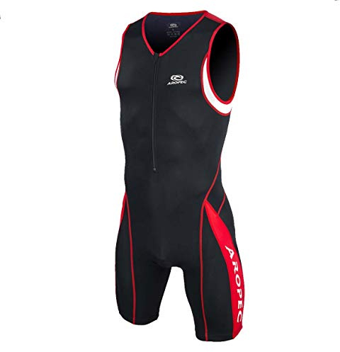 Aropec Triathlon Panther Lycra One Piece Tri-Suit-Svart/Blå/Vit, 2X-Large