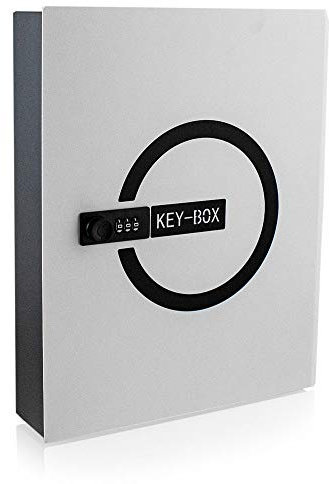 BITUXX® Design Safe Tresor Schlüsselsafe Schlüsselkasten Schlüsseltresor Schlüsselsafe Schlüsselschrank mit 24 Schlüsselhacken und Zahlenschloss Weiß