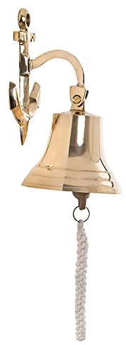 Moritz Nautische Schiffsglocke Messing Glocke Anker Befestigung zur Wandmontage Bootsglocke - Dekorative Glocke - Gold - Hängend - Nautisch-Vintage - Hochzeit - Casual Use