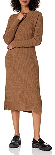 The Drop - Vestido Renata para mujer, corte midi, en canalé, L (color moca)