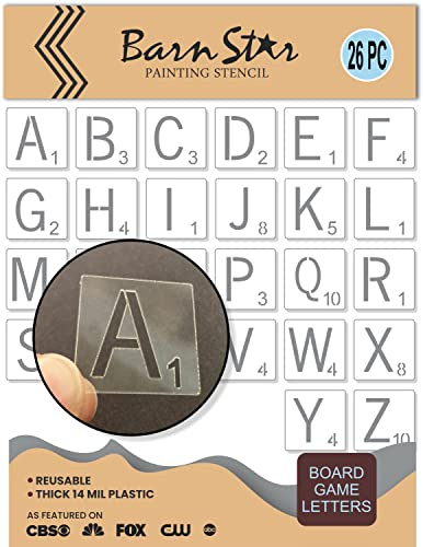 26 PC Letter Stencils - Board Game Letter & Number Stencils - Reusable - Paint Your Own Wall Words - DIY Crafts - Full Alphabet Templates (1 INCH)