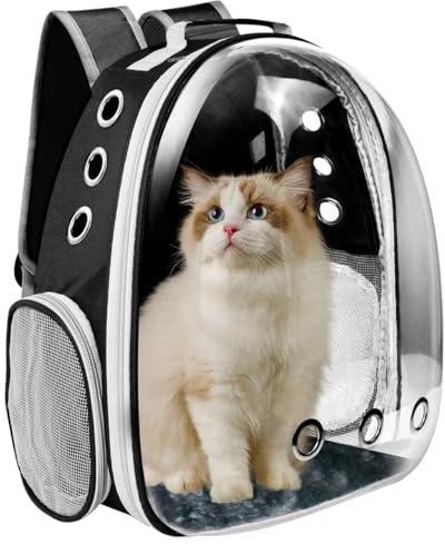 Cat Backpack Carrier, Pet Cat Carrier with Ventilated Design for Carrying Puppy Cats, Pet Carrier Backpack for Traveling/Hiking/Camping/Outdoors Airline Approved Travel Carrier (Black)