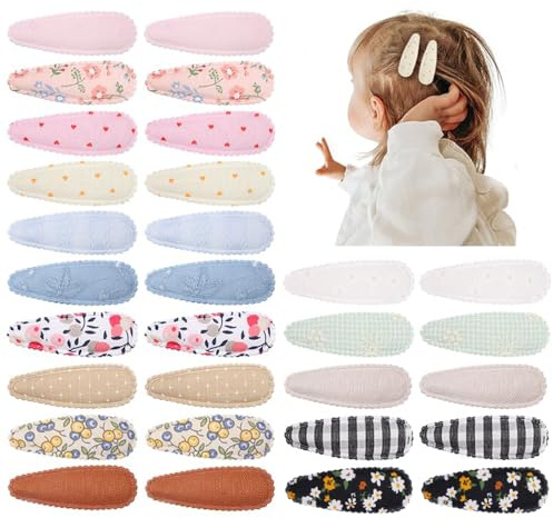 30 PCS Girl Hair Clips Floral Print Toddler Hair Clips 2.2in Non Slip Wrapped Snap Hairpins for Kids Barrettes Hair Accessories for Baby Toddler Girls