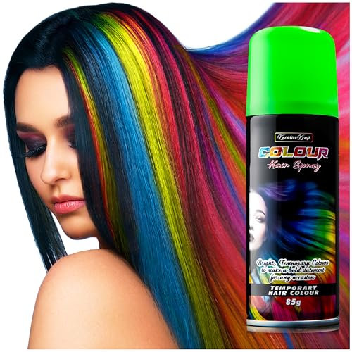 KreativeKraft Temporary Colour Hair Spray, Wash Out Hair Colour for Adults and Teens (Green)