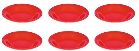Dekorah 6 Piatti Fondi in melamina Rossi, molto resistenti, lavabili in lavastoviglie, made in Italy. Ideali per feste Natalizie