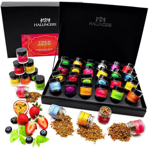 Hallingers ColdBrew Kaltaufguss Orange-Pink - Tee Geschenkset 24 Cold Brew Eistees und Tees aus aller Welt, vegan (Set) - Geschenkideen Weihnachten & Geschenke Adventskalender | Geburtstag Glückwunsch